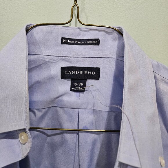 LANDS END | 16-36 | Light-Blue Non-Iron Pinpoint Oxford - Tailored, Tall Fit - Picture 1 of 5
